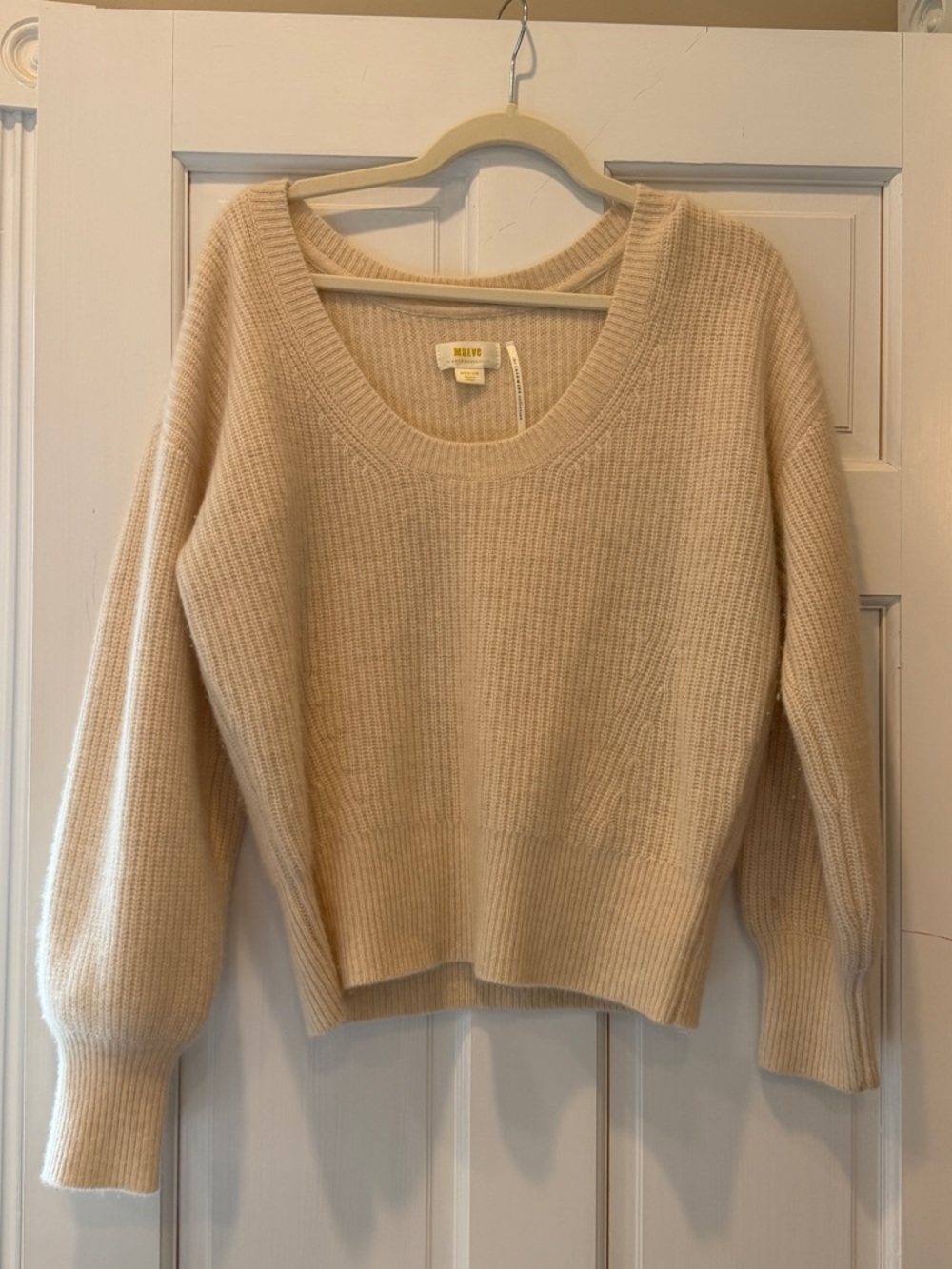 Anthropologie Maeve Cream Cashmere Scoopneck sweater